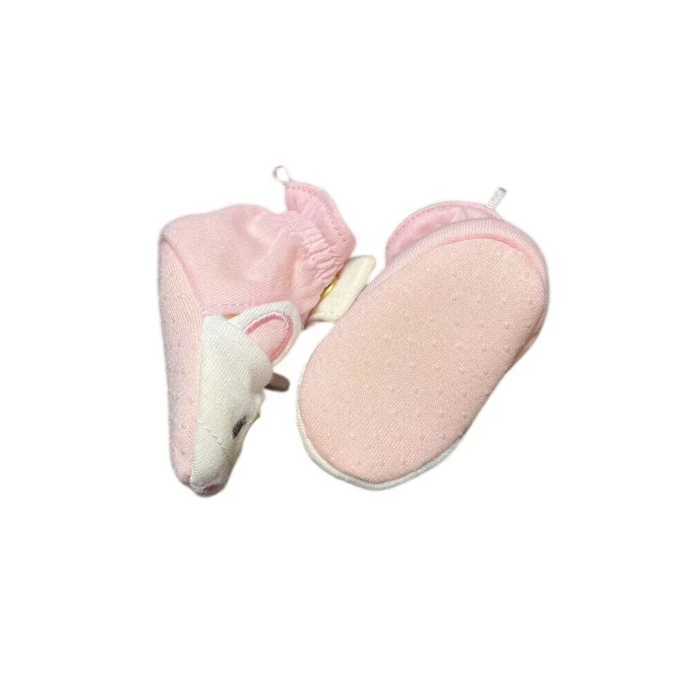 Unicorn Baby Booties Pink Gold Horn Soft Sole Snap Shoes‎ 0-3M 0-6M